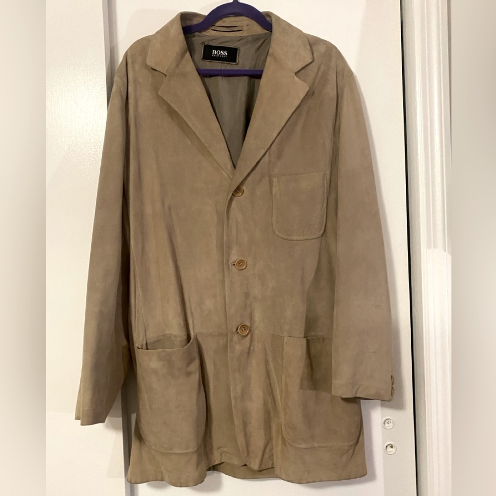 Hugo boss leather suede Safari blazer Sz 44